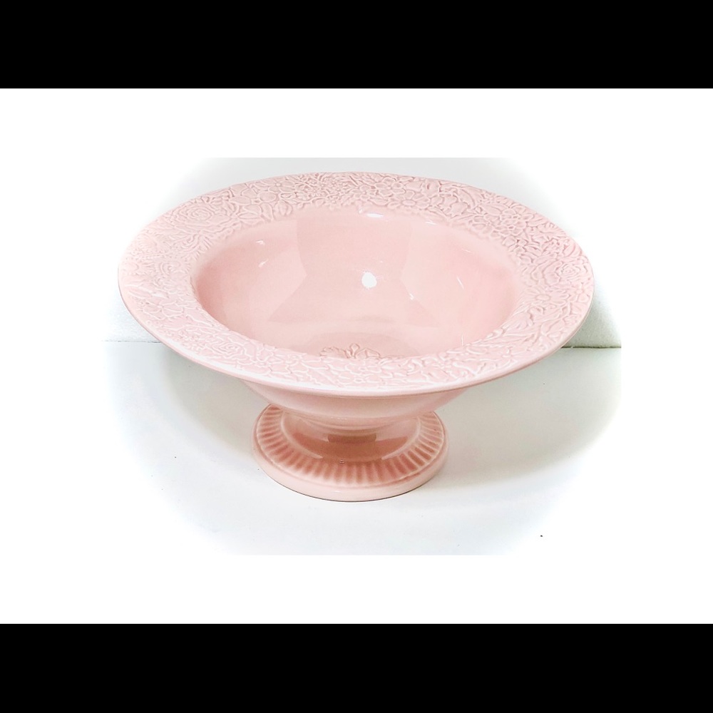 Ironstone Rose Footed Serving Dish